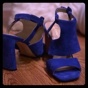 Blue suede heels